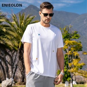 Enjeolon | Áo Thun Cổ Tròn Tay Ngắn Làm Mát Hai Mặt Dùng Amoniac Lỏng Cotton