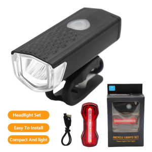 Bike Bicycle Light USB LED Rechargeable Set Mountain Cycle Front Back Headlight Lamp Flashlight