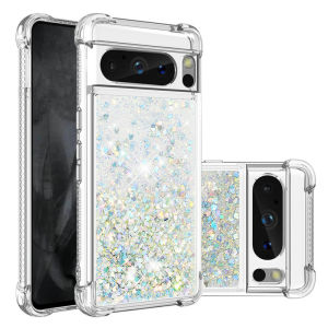Glitter Heart Shaped Sandshell Silicone Phone Case for Google Pixel9 Pixel10 Anti-Fall Protection Compatible with Samsung Models