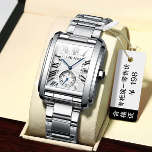 นาฬิกาข้อมือชายทรงสี่เหลี่ยมคุณภาพสูง สายเหล็กกล้าอัตโนมัติ นาฬิกาข้อมือธุรกิจ ป้องกันน้ำ นาฬิกาข้อมือผู้ชาย นาฬิกาข้อมือ