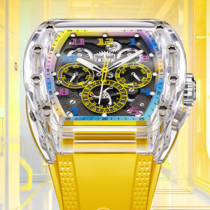 Đồng Hồ Cơ Tự Động BONEST GATTI Dành Cho Nam Thiết Kế Hình Thùng Pha Lê Vỏ Cao Su Dây Đeo Dạ Quang Đồng Hồ Đeo Tay Chống Nước Nhiều Mặt Số