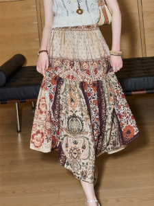 KUHNMARVIN | Bohemian Flower Print Paisley Design Womens Skirt