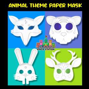 Topeng Kertas Haiwan 3D DIY Kid DIY 3D Animal Paper Mask DIY Art Craft Kits Education Kids Birthday gift kids Party pack