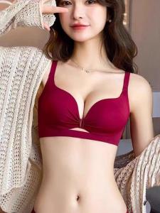 Victorias Secret Red Wedding Bra Set Womens Underwear Low Waist Fixed Strap Three Quarter Cup All Seasons Chinese Made