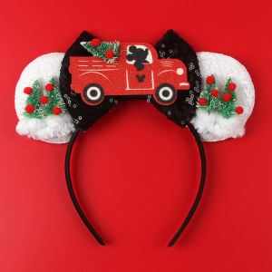 Disney | 2026 New Merry Christmas Mickey Mouse Ears Headband Disney Girl Hair Accessories For Women Candy Cane Hairband Kid Xmas Headwea
