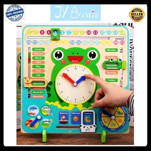 Early Learning Wooden Clock Skill Calendar Memory Game Kid Toys Math Toys Mainan Math Mainan Memori Mainan Kanak Kanak