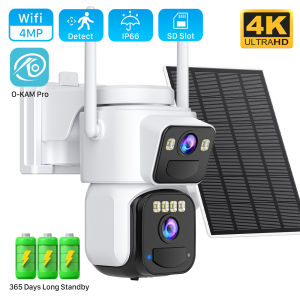 8MP Dual Lens Solar WIFI Security Cameras With Solar Panels Color Night Vision PIR Motion Detection Outdoor IP Camera O-KAM App