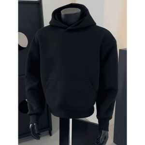 Mens Hoodie Sweatshirt Fleece Lined Thickened Overhead Winter Jacket Youth Casual Style Retro American Design Couples Wear