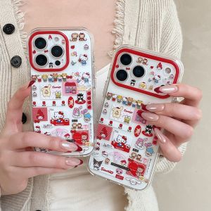 Sanrio | Lovely Fine Hole Red Border Sanrio Phone Case for iPhone 17 Pro Max 17 Pro 16 15 Pro Max Luxury High-end Protective Back Cover