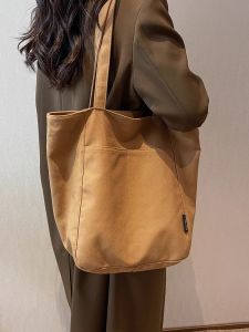 Large Capacity Canvas Tote Bag Womens Commuter Bag 2025 New Style Single Shoulder Bag Handbag Fashionable Korean Style