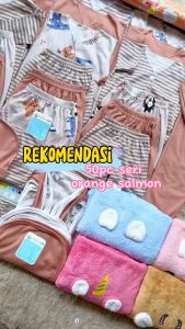 50pc Paket Premium Printing Perlengkapan Baju Celana Bayi Handuk Perlak Singlet Romper Bayi Baru Lahir 0-12 Bulan Salmon Series SNI Sale 12.12