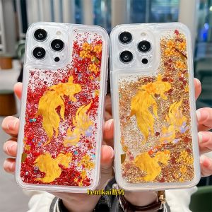 Oppo Reno13 Flowing Sand Mobile Phone Case with Golden Chrysanthemum And Carp Design Suitable for Find X8 Pro/12/11/10/9Pro