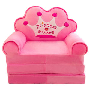 COD [Free Shipping] Cute Cartoon Lazy Sofa with Backrest Armrests Children Folding Couch Sofa Bed for Bedroom Living Room Playroom
