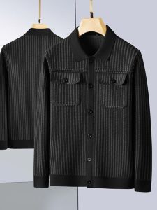 plus Size Mens Knitwear Jacket Style Long Sleeve Striped Sweater Extra Large Casual Fashion plus Size Clothing Spring Autumn