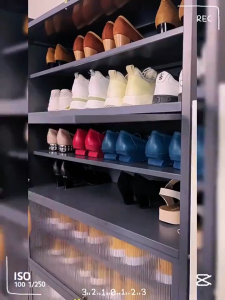 Steel Shoe Cabinet Household Entrance Cabinet Layered Partition Dust-Proof Odorless Large Capacity Storage Flip Door Shoe Cabinet
