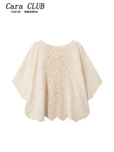 Large Size Knitted Vest for Women Summer Loose Fit Lace Patchwork Cotton Casual Style Anti-Sunshine Slimming Thin Version