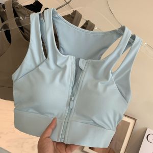 เสื้อชั้นในกีฬา NUP High Strength กางเกงชั้นในโยคะ ซิปหน้า คัพครึ่งตัว ฟิตเนส เสื้อกั๊ก ป้องกันการสั่นสะเทือน วิ่ง ฤดูร้อน 2023