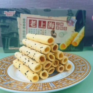 Healthy Nutritious Original Sesame Egg Roll Snack for Children No Additives Shanghai Old Street Style Snow Lily Black Sesame Flavor