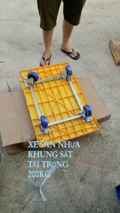Xe Kéo Hàng Sàn Nhựa Khung Sắt Trọng Tải 200kg Xe Kéo Hàng Gấp Gọn Mới
