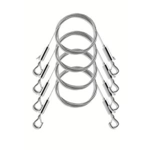 2pcs Adjustable Heavy-Duty Stainless Steel Wire Rope Picture Suspension Wire Upgrade Frame Suspension Kit with Strong Hooks