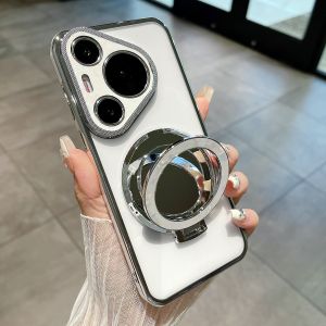 Elegant Shell Pattern Phone Case for Huawei Pura70Pro Mate60Pro Full Cover Anti-Fall Mirror Stand Simple Cute Female Version MATE50Pro Protective Cover