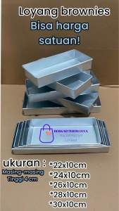 Loyang brownies loyang Roti loyang roti sobek satu set murah bahan tebal UKURAN 22X10cm - 24x10cm - 26x10cm - 28x10cm - 30x10cm TINGGI 4cm BAHAN GALVALUM/GALVANIS TERMURAH TERLENGKAP DAN BERKUALITAS TINGGI