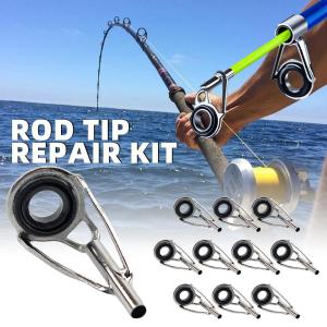 Rod Tip Repair Kit 10pcs Fishing Rod Tips Replacement Set 5 Sizes Pole Tip Repair Kit Sea Rod Long Casting Top Ring Guide