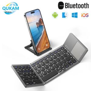 Bàn Phím Không Dây Bluetooth 3 Lần Gấp Đa Ngôn Ngữ Có Bàn Di Chuột Dành Cho Máy Tính Bảng Windows Android iOS iPad - Bàn Phím Kết Nối Kép Có Thể Gập Lại