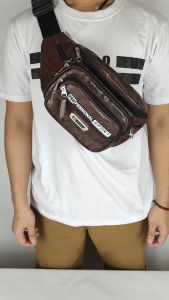Tas Pria Waistbag Kulit PU Leather Premium Polo Amstar 7 Ruang Tas Pinggang Tas Selempang