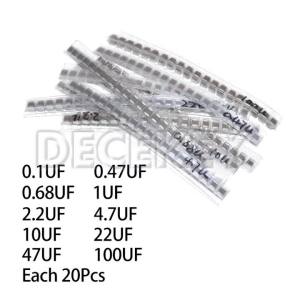 200PCS Capacitor SMD 1210 Assorted Set 0.1UF ~ 100UF 10 Kinds*20pcs Capacitors Pack 0.1UF 0.47UF 0.68UF 1UF 2.2UF 10UF 100UF