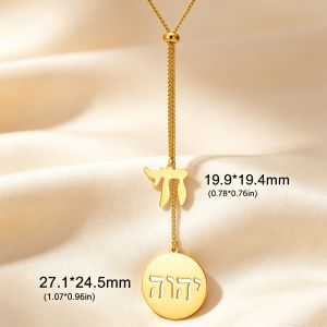 Lemegeton Hebrew Letter Hai Chai Pendant Symbol Necklace Sign of Life Amulet Jewish Religious Stainless Steel Necklaces Jewelry