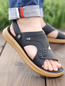 Plover Genuine Leather Sandals Mens Summer Outdoor Slippers Casual Anti-slip Cow Tendon Bottom Beach Shoes Breathable Toe Open