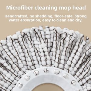 New 2025 Hand-Free Wash Squeegee Head round Rotating Design Floor Cleaning Tool Ultra-Fine-Fiber Pad Drying Quick Broom Sweeper
