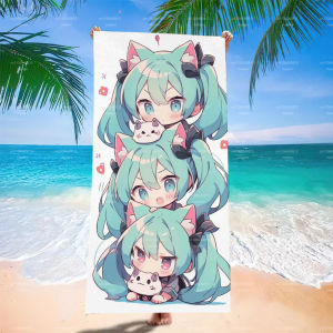 Bandai | Hatsune Miku Cat Ear Q Version Beach Towel Anime Vocaloid Quick Dry Bath Towel