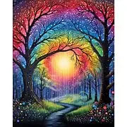 KAYOU | 5D DIY Diamond Painting Kit Forest Artwork Nature Scene Trees Full Round Drill Rhinestone Wall Decor Craft Kit Home Decor Gift