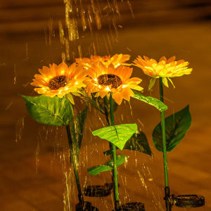 1/3 Head LED Solar Simulation Sunflower Lights Garden Decor Yard Lawn Night Lights Landscape Lamp Home Decoration Flower Light