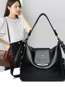 Ladies Soft Leather Crossbody Bag Large Capacity Single Shoulder Underarm Bag Fashionable New 2025 Versatile for Older Women