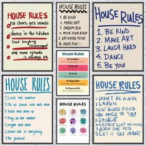house rules Poster Modern and Elegant Wall Stickers for Home Decor Living Room Dormitory Wall Art