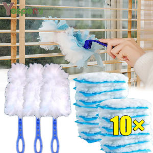 YESPERY ที่ปัดฝุ่นฝุ่นไฟฟ้าสถิตแบบใช้แล้ว 10 ชิ้นหัวแปรงไฟเบอร์หนานูเครื่องมือ สำหรับการทำความสะอาดโต๊ะบ้านแปรงขนนก