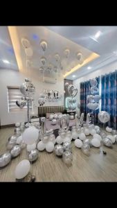 ( Tặng Bơm Keo + 100 cánh hoa+ dây đèn led 3m) Set bóng trang trí phòng cưới phòng tân hôn tone trắng bạc siêu Hot nhiều mẫu