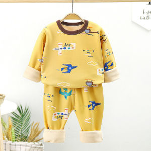 ชุดนอนเด็กทารกผ้าพลัฌแขนยาว กางเกงขายาว ระบายอากาศได้ดี สำหรับเด็กผู้ชาย สวมใส่สบายๆ