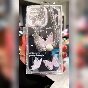 Honor 200 Smart Case Honor X7c Case Honor 200 Pro 5G Cute Butterfly Clear Shockproof Phone Case with Make Up Mirror Phone Lanyard Strap Camera Protector Soft Cover Thickened TPU