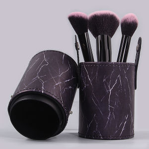 Light luxury style marble-patterned leather storage bucketlipstick eyeshadowmakeup brush bucketportable stationery penholder