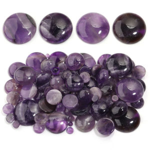 4 6 8 10 12 14 16 18 20 25mm Round Amethyst Cabochons Natural Bulk Stone Bead for DIY Jewelry Making Pendant Bracelet