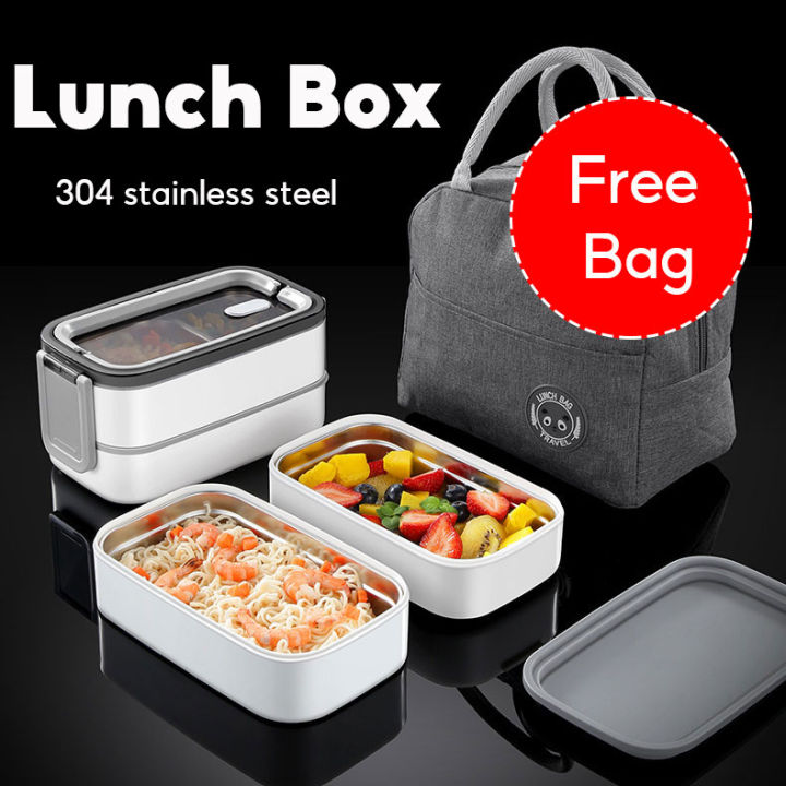 (Free bag)EmmAmy Stainless Steel Lunch Box Work Bento Box Can Be ...