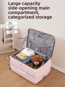 MANLVSHI | Wide Handle Side Opening Large Capacity TSA Lock Travel Suitcase