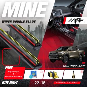 Wiper Frameless Double Blade TOYOTA HILUX 1 Pasang FREE BONUS