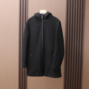 Mens Mid-Length Wool Blend Coat Autumn Winter New Style Fashion Urban Style Zipper Closure Side Pocket Casual Wear Long Sleeve