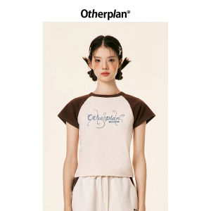 Retro American Sweetheart Slim Fit T-Shirt Short Sleeve round Neck Basic Shoulder Womens Summer Top Otherplan Fashion Brand