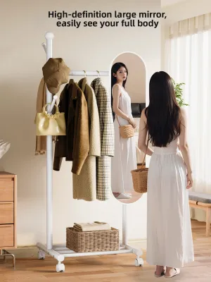 Home Organizer | Movable Full-Length Mirror with Coat Rack Easy to Use